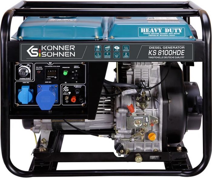 Генератор дизельний Konner&Sohnen KS 8100HDE (EURO V), 230В, 6.5кВт, електростартер, 117кг