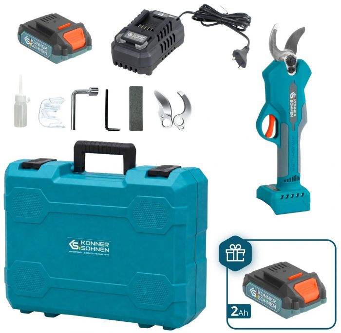 Секатор акумуляторний Konner&Sohnen KS CPS20V-32 Case PLUS 20В акб 2х2А·год d 15-32мм ЗП кейс 0.89кг
