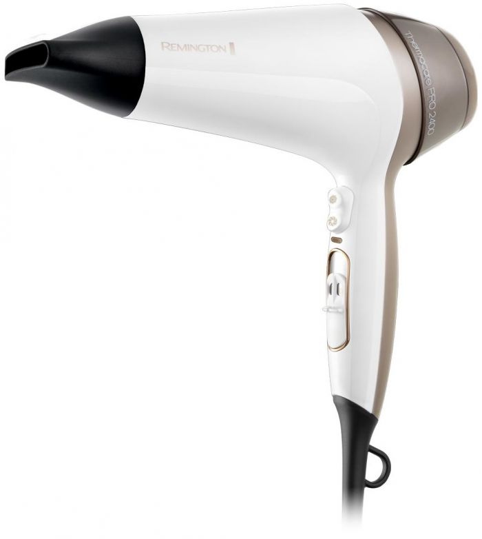 Фен Remington Thermacare Pro, 2200Вт, 3 режими, дифузор, іоніз-я, хол. обдув, турбо режим, біло-коричневий