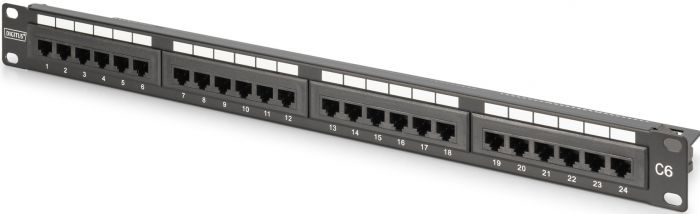 Патч-панель DIGITUS САТ 6 UTP, 19", 1U, 24 порти, зібрана