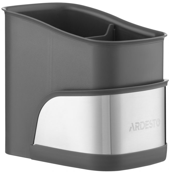 Органайзер для щіток ARDESTO Minimalism, 15х10х13.5см, пластик, нержавіюча сталь, сірий