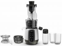 Соковитискач Tefal Ultra Juice шнековий 200Вт, чаша-6л, жмих-0.8л, пластик, сріблясто-чорний