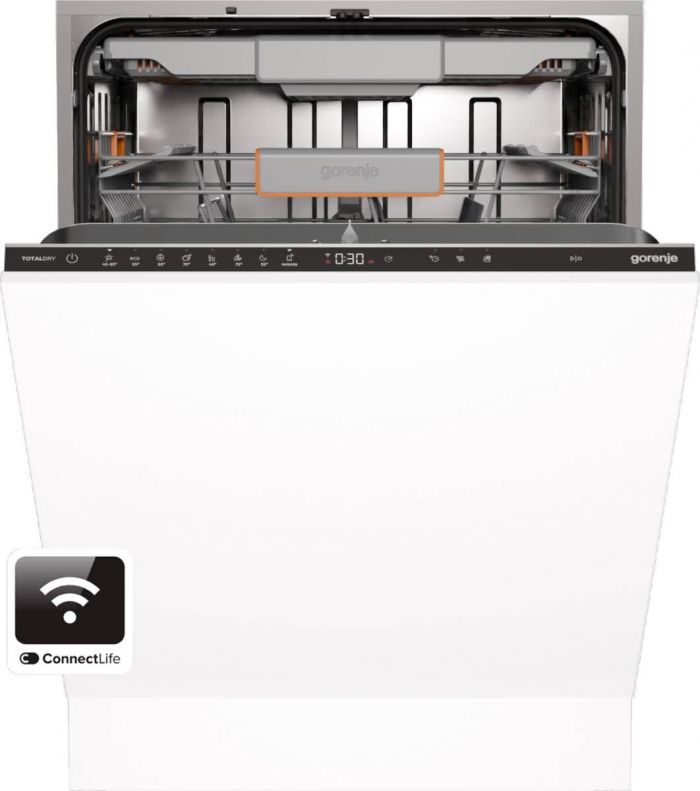 Посудомийна машина Gorenje вбудовувана, 16компл., C, 60см, інвертор,Wi-Fi, сенсорн.упр, 3и кошики, білий