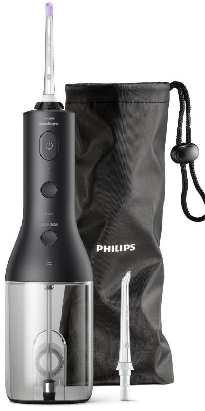 Іригатор Philips портативний Sonicare Cordless Power Flosser 3000, чаша 250 мл, чохол, 2 насадки , чорний