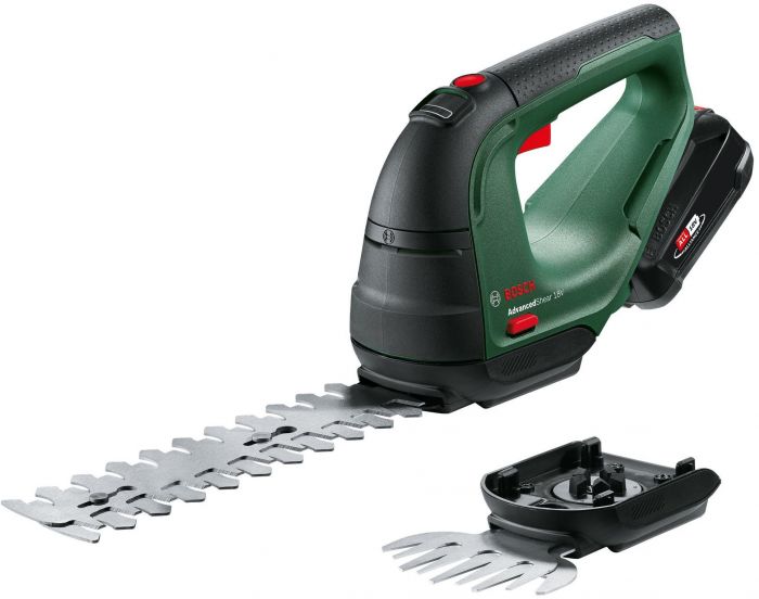 Ножиці для трави акумуляторні Bosch AdvancedShear 18V-10 + насадка кущоріз 10/20см крок різу 8мм 1xPBA 1x2.0А·год 2.45кг