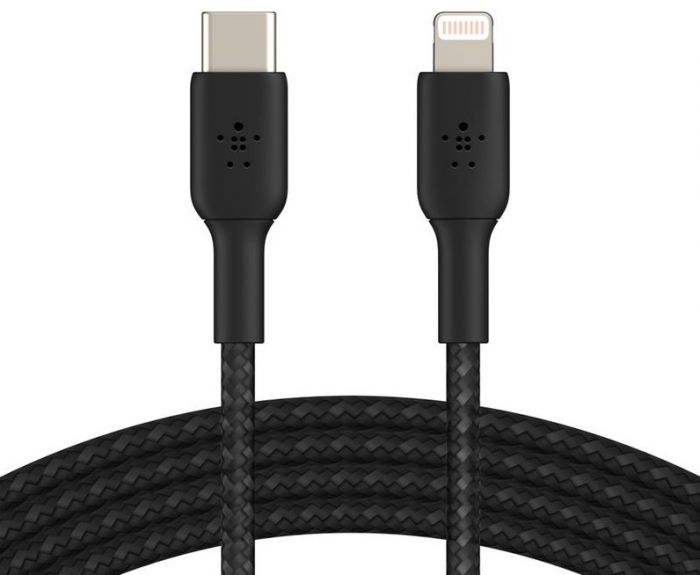 Кабель Belkin USB-C > Lightning заряджання/синхронізації 30Вт PD, 1м, плетений, чорний