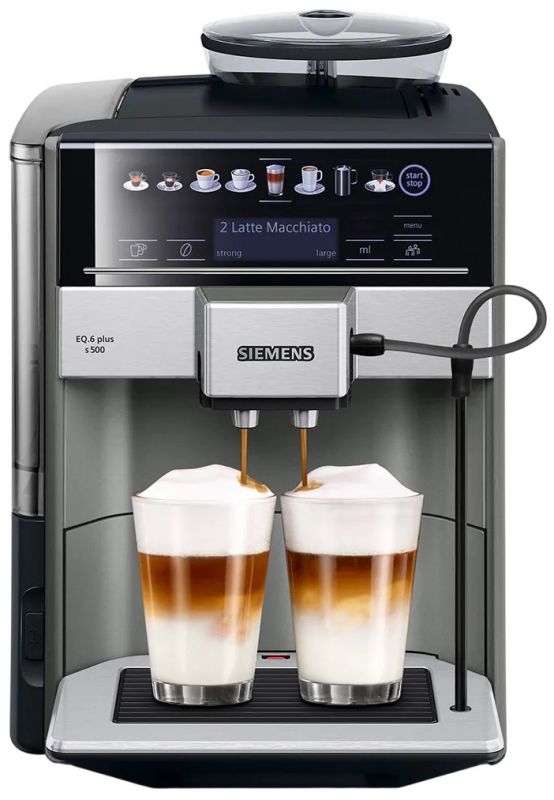Кавомашина Siemens 1.7л, зерно + мелена, автомат.капучинатор, LED - дисплей, авторецептів - 12, чорно - срібний