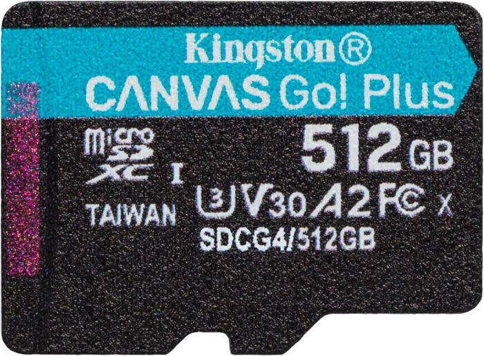 Карта пам'яті Kingston microSD  512GB C10 UHS-I U3 A2 V30 R200/W160MB/s