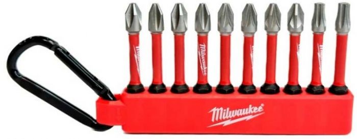 Біти Milwaukee Shockwave carabiner2, набір 10шт, сталь