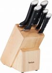 Набір ножів Tefal Ice Force, 5пр., з дерев'яною колодкою, нержавіюча сталь, пластик, чорний