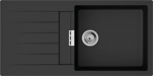 Мийка кухонна Hansgrohe S52, граніт, прямокутник, з крилом, 980х480х190мм, чаша - 1, накладна, S520-F480, чорний графіт