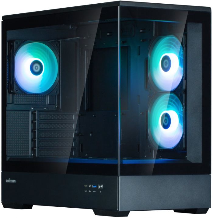 Корпус Zalman P30 Black V2, без БЖ, 1xUSB3.0, 1хUSB Type-C, 3x120мм ARGB, TG Front/Side Panel, mATX, чорний