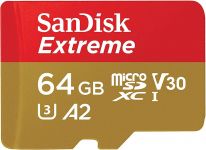 Карта пам'яті SanDisk microSD   64GB C10 UHS-I U3 A2 V30 R170/W80MB/s Extreme + SD