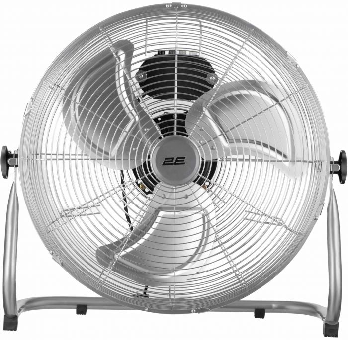 Вентилятор підлоговий 2E PowerWind 45C професійний, 45см, 100Вт, кнопки, двигун мідь 100%, срібний