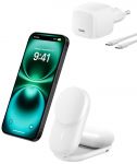 Зарядний пристрій бездротовий Belkin UltraCharge 2в1 Foldable Magnetic Charging 25Вт, білий