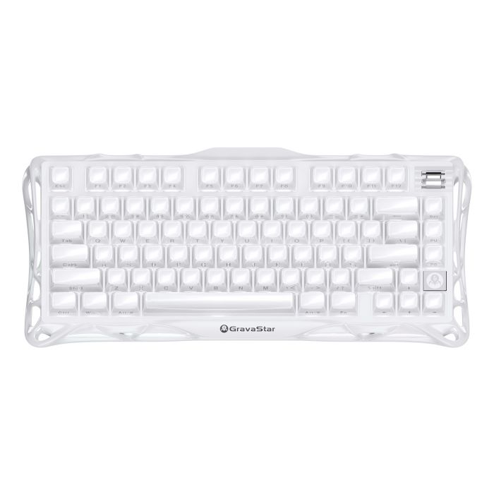 Клавіатура механічна GravaStar Mercury K1 80keys, GravaStar x Kailh Cheery Pink, EN, BT/WL/USB, Opaline White