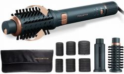 Фен-щітка Rowenta Air Rotate, 1300Вт, 4 режими, іоніз-я, хол. обдув, функція фену, 3 насадки, кераміка, чорно-золотий