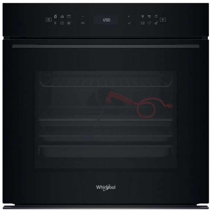 Духова шафа Whirlpool електрична, 73л, A+, дисплей, конвекція, піроліз, телескопічні напрямні, чорний