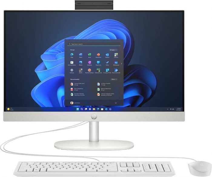 Комп'ютер персональний моноблок HP 240-G10 23.8" FHD IPS AG, Intel i3-N300, 16GB, F512GB, UMA, WiFi, кл+м, 3р, DOS, білий