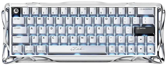 Клавіатура магнітна GravaStar Mercury V60 Pro 60keys, GravaStar Blackcore, USB-A, 8k, RGB, Chrome Silver