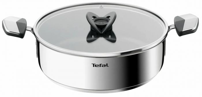 Сотейник Tefal Excellence+, з кришкою, 26см, нержавіюча сталь, скло, бакеліт, чорний