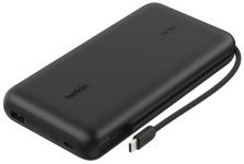 Акумулятор портативний літій-іонний Power Bank Belkin 25000мА·год, 158Вт, з інтегрованим кабелем USB-C, чорний