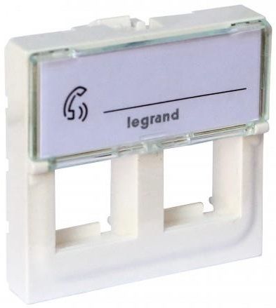 Лицьова панель Legrand Mosaic, для конектора 2хRJ45 Keystone, білий