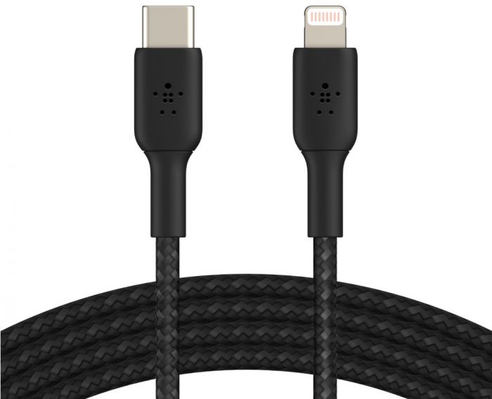 Кабель Belkin USB-C > Lightning заряджання/синхронізації 30Вт PD, 2м, плетений, чорний