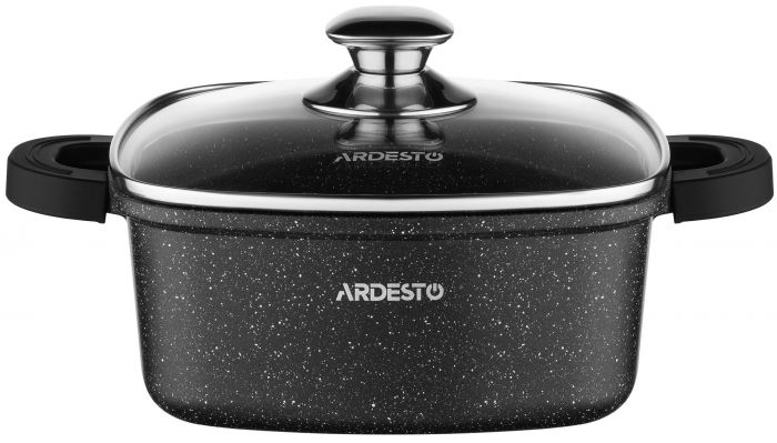 Каструля зі скляною кришкою ARDESTO Gemini Piemonte, 2.3л, алюміній, квадратна, чорний