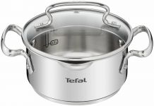 Каструля Tefal DUETTO+, 1.5л, з кришкою, нержавіюча сталь, скло