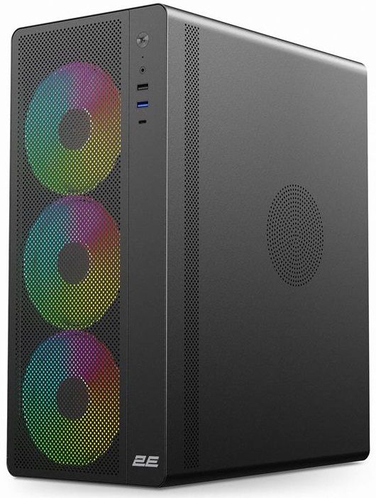 Корпус 2E GAMING Credo Plus V510B без БЖ, 1xUSB3.0, 1х USB 2.0, 1xUSB Type-C, 4x120мм RGB Rainbow, VGA 310мм, TG Side Panel, ATX, чорний