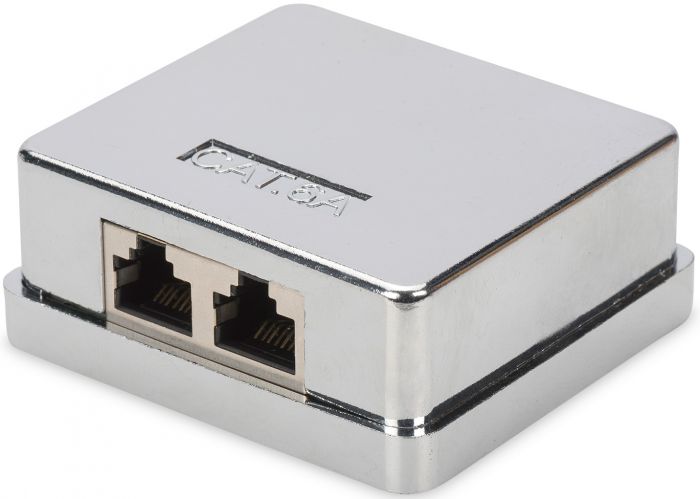 Настінна розетка DIGITUS CАТ 6A STP 2xRJ45, 8P8C, для зовнішньої проводки