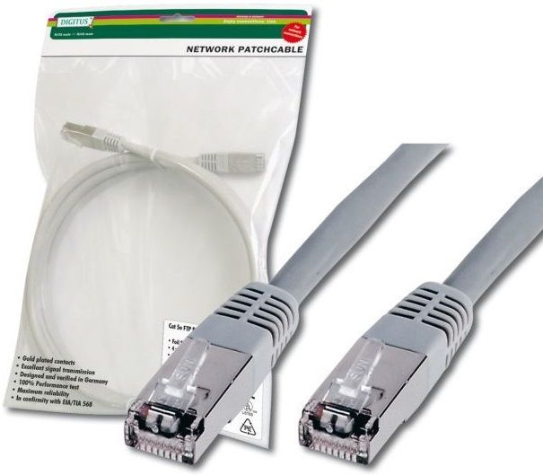 Патч-корд DIGITUS CAT 5e SF-UTP, 0.5м, AWG 26 / 7, Cu, PVC, сірий