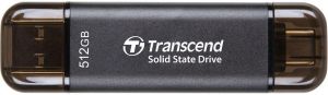 Портативний SSD Transcend  512GB USB 3.1 Gen 2 Type-A + Type-C ESD310 Чорний