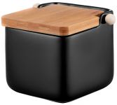 Цукорниця ARDESTO Midori 12х12х11см, 840мл, кераміка, бамбук, чорна