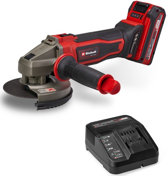 Шліфмашина кутова акумуляторна Einhell TE-AG 18/125-2 Li 1x4.0 Ah, PXC, 18В, акумулятор 4 Аг, 125 мм, 8500 об/хв, 2.32 кг