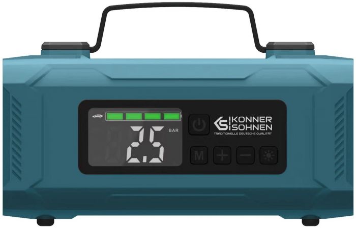 Пуско-зарядний пристрій портативний акумуляторний Konner&Sohnen KS JSP-2000 з компресором, 15В, 14800мА·год, струм 800А/пік 2000А, USB, 22л/хв, 1.6кг