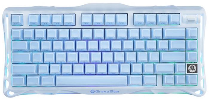 Клавіатура механічна GravaStar Mercury K1 80keys, GravaStar x Kailh Cheery Pink, EN, BT/WL/USB, Ice Blue