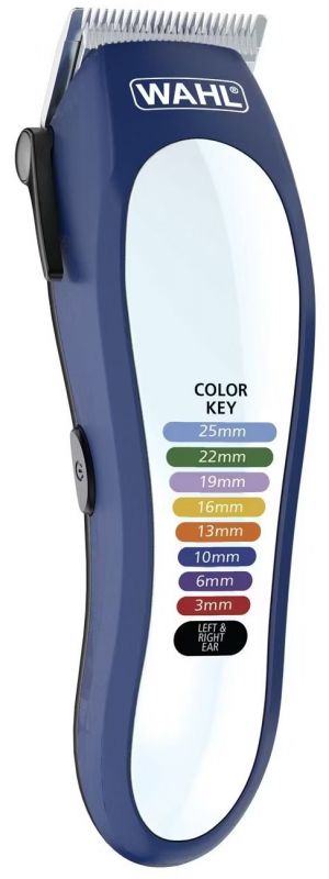 Машинка для стрижки Wahl Color Pro Lithium, мережа+акум., вібраційний мотор, насадок-10, кейс, масло та ножиці у компл., сталь, біло-синій