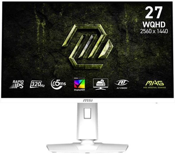 Монітор MSI 27" MAG 274QRFW-X32 2xHDMI, DP, Audio, IPS, 2560x1440, 320Hz, 0.5ms, sRGB 129%, FreeSync, Pivot, HDR400, білий