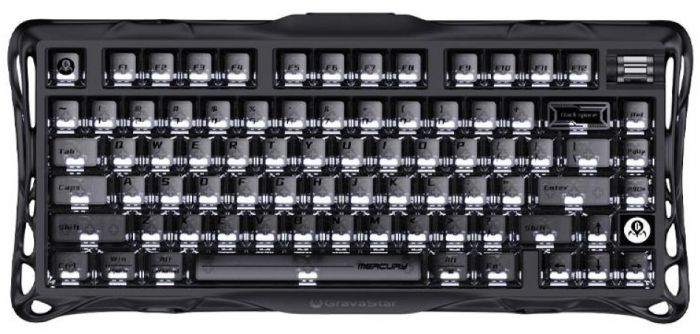 Клавіатура механічна GravaStar Mercury K1 80keys, GravaStar x Kailh Cheery Pink, EN, BT/WL/USB, Stealth Black