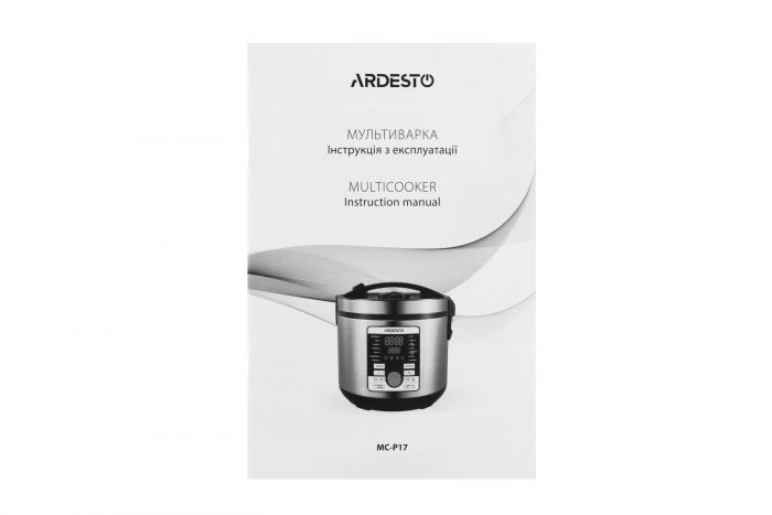 Мультиварка Ardesto MC-P17, 860Вт, чаша-5л, електр. керування , книга рецептів, нерж. сталь+пластик, срібляста